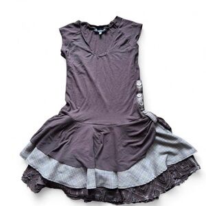 Y2K Brown Asymmetrical Button Tunic